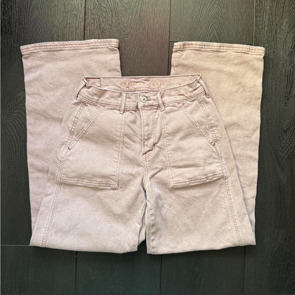 American Eagle Outfitters Light Mauve Wide Leg Jeans